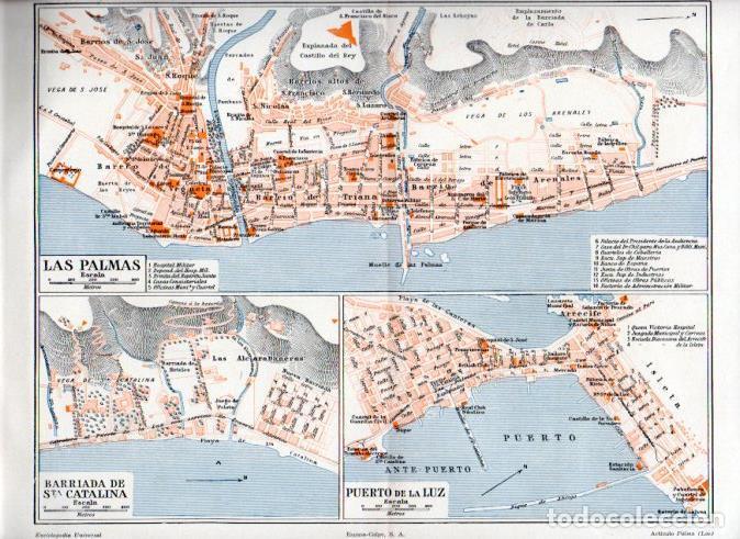 Outros artigos de papel: LAMINA V51329: Planos de Las Palmas y Puerto de la Cruz - Varios.
