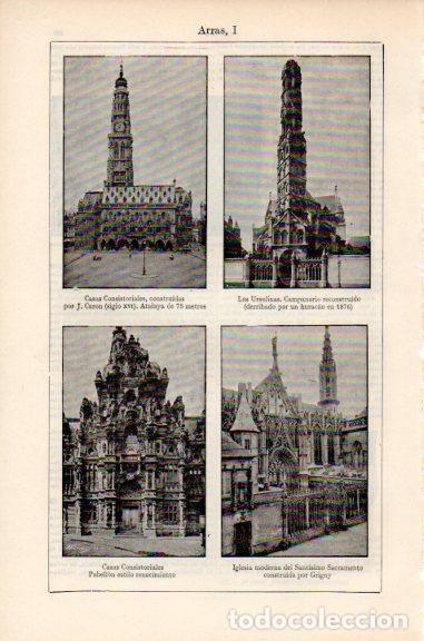Paper Collecting Others: LAMINA V51289: Casas Consistoriales e iglesia Santisimo Sacramento en Arras, Francia - Varios.