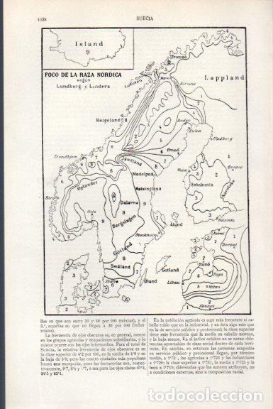 Otros art&iacute;culos de coleccionismo en papel: LAMINA V51418: Mapa del foco de la raza nordica - Varios.