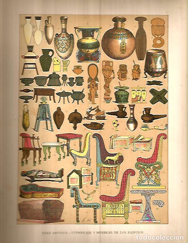 Otros art&iacute;culos de coleccionismo en papel: LAMINA 9757: Objetos y muebles del antiguo Egipto - Varios