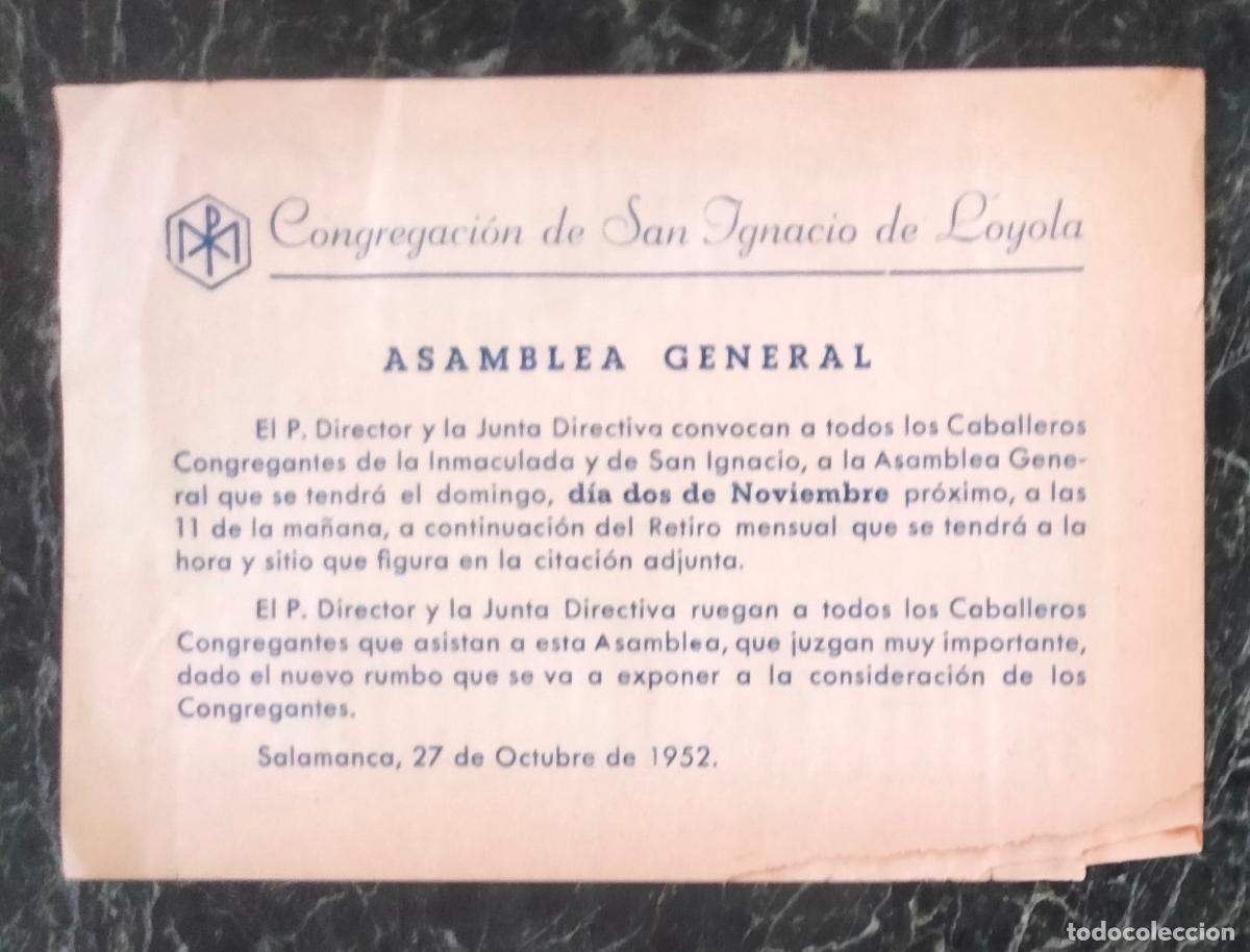 Otros Art&iacute;culos de Coleccionismo en Papel: Asamblea General Congregaci&oacute;n San Ignacio de Loyola. 1952