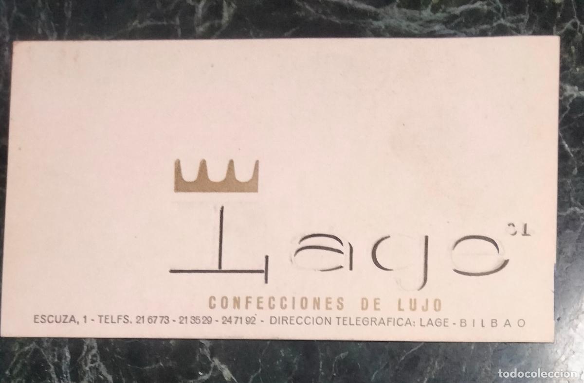 Otros Art&iacute;culos de Coleccionismo en Papel: Tarjeta de visita. Lago. Confecciones de lujo. Bilbao.