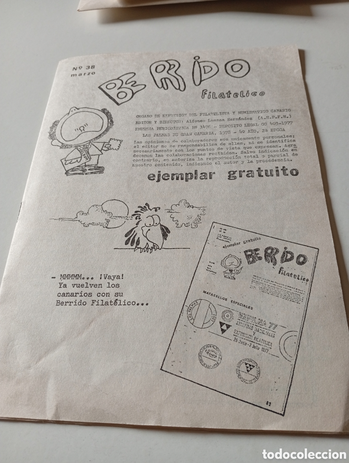 Otros Art&iacute;culos de Coleccionismo en Papel: Revista Berrido las palmas de gran Canaria 1977 filatelia