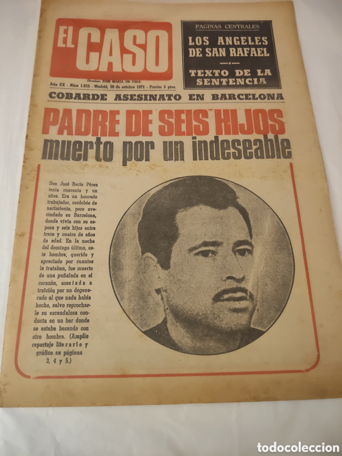 Sammelleidenschaft Andere Papierartikel: Peri&oacute;dico el caso 16 Octubre de 1971 LOS ANGELES DE SAN RAFAEL