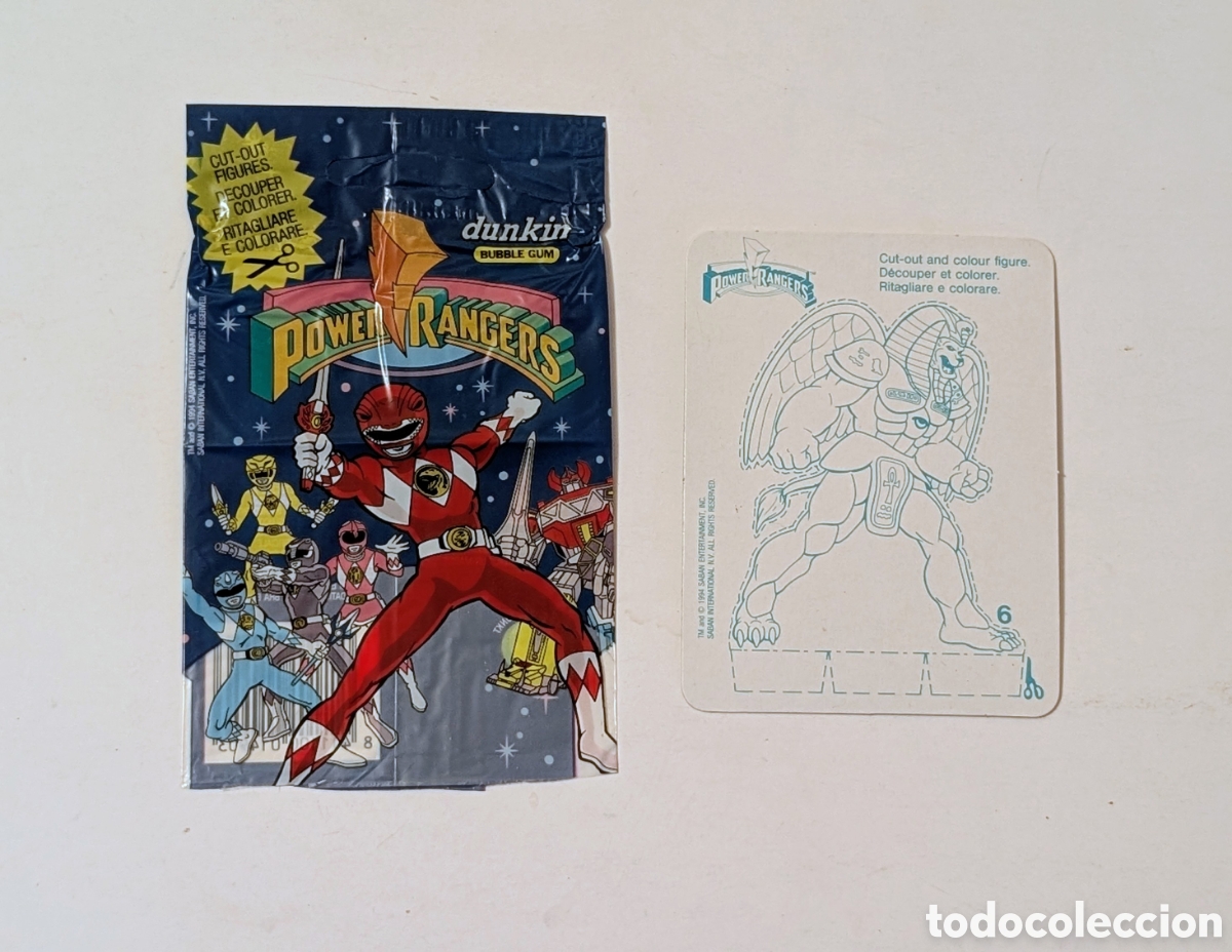 Otros Art&iacute;culos de Coleccionismo en Papel: Envoltorio Dunkin Power Ranger. + Targeta cromo. MUY RARO!!