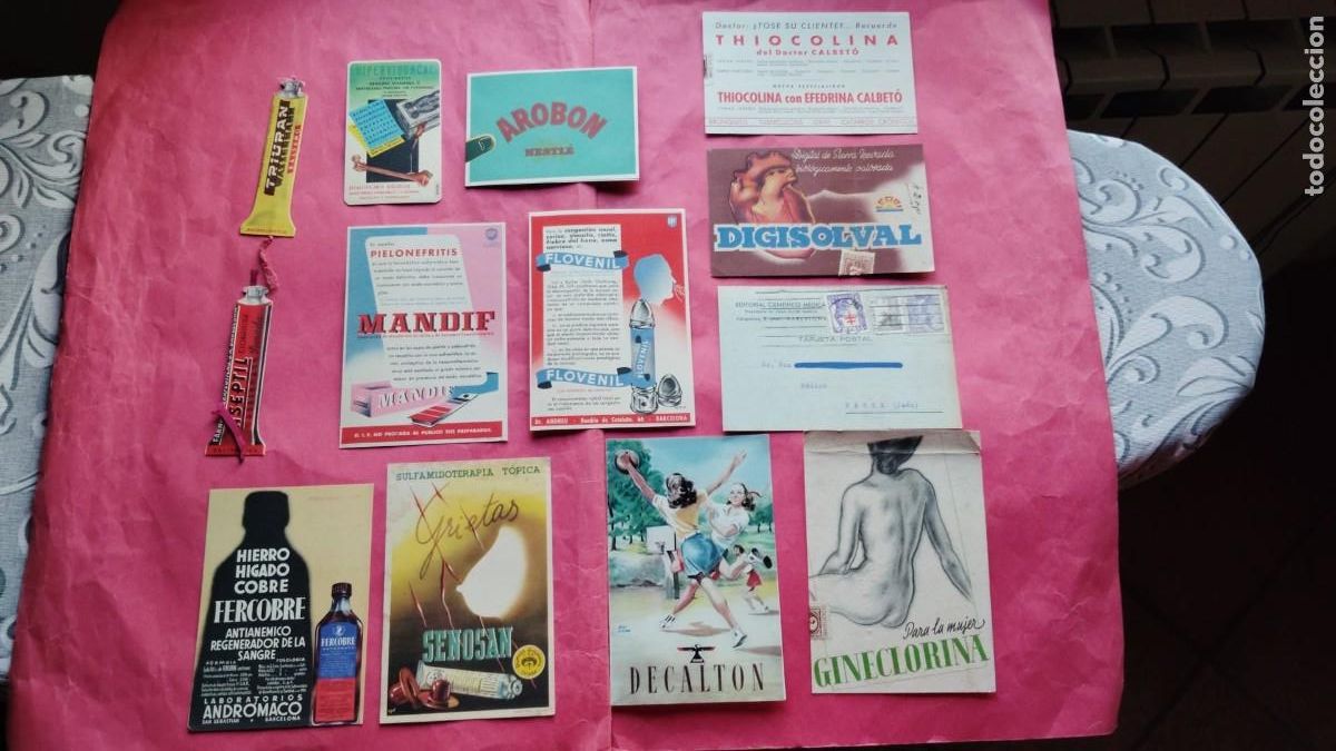 Otros Art&iacute;culos de Coleccionismo en Papel: FARMACIA.-MEDICAMENTOS.-PUBLICIDAD.-TARJETAS COMERCIALES.-LOTE DE 13 DOCUMENTOS FARMACEUTICOS.