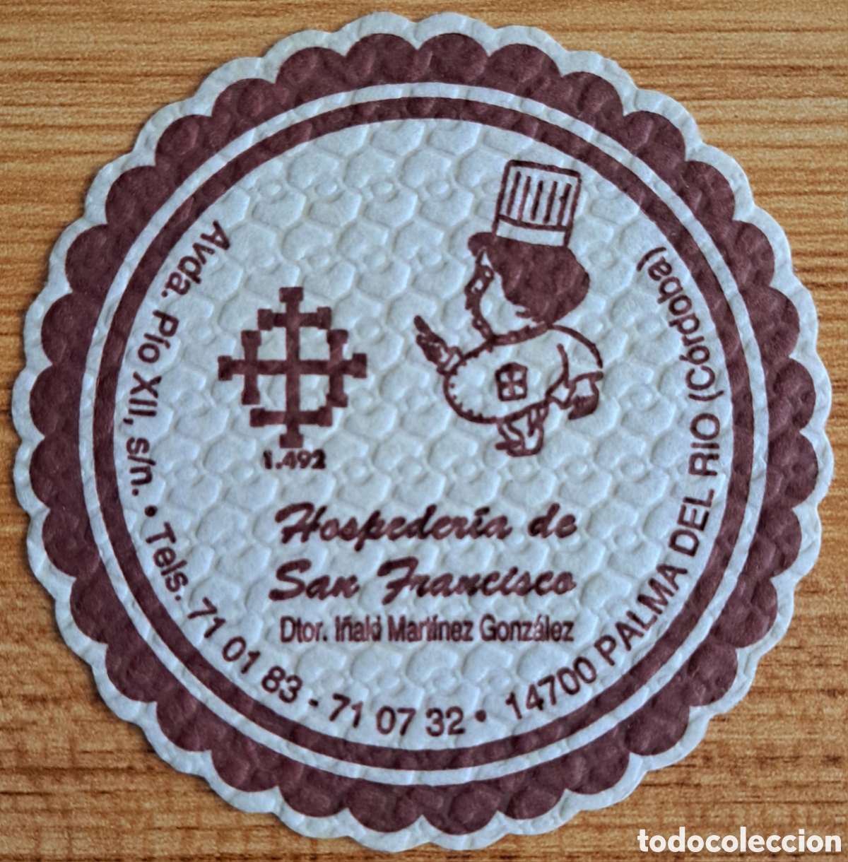 Otros Art&iacute;culos de Coleccionismo en Papel: Posavasos Hospeder&iacute;a de San Francisco - Palma del R&iacute;o (C&oacute;rdoba)