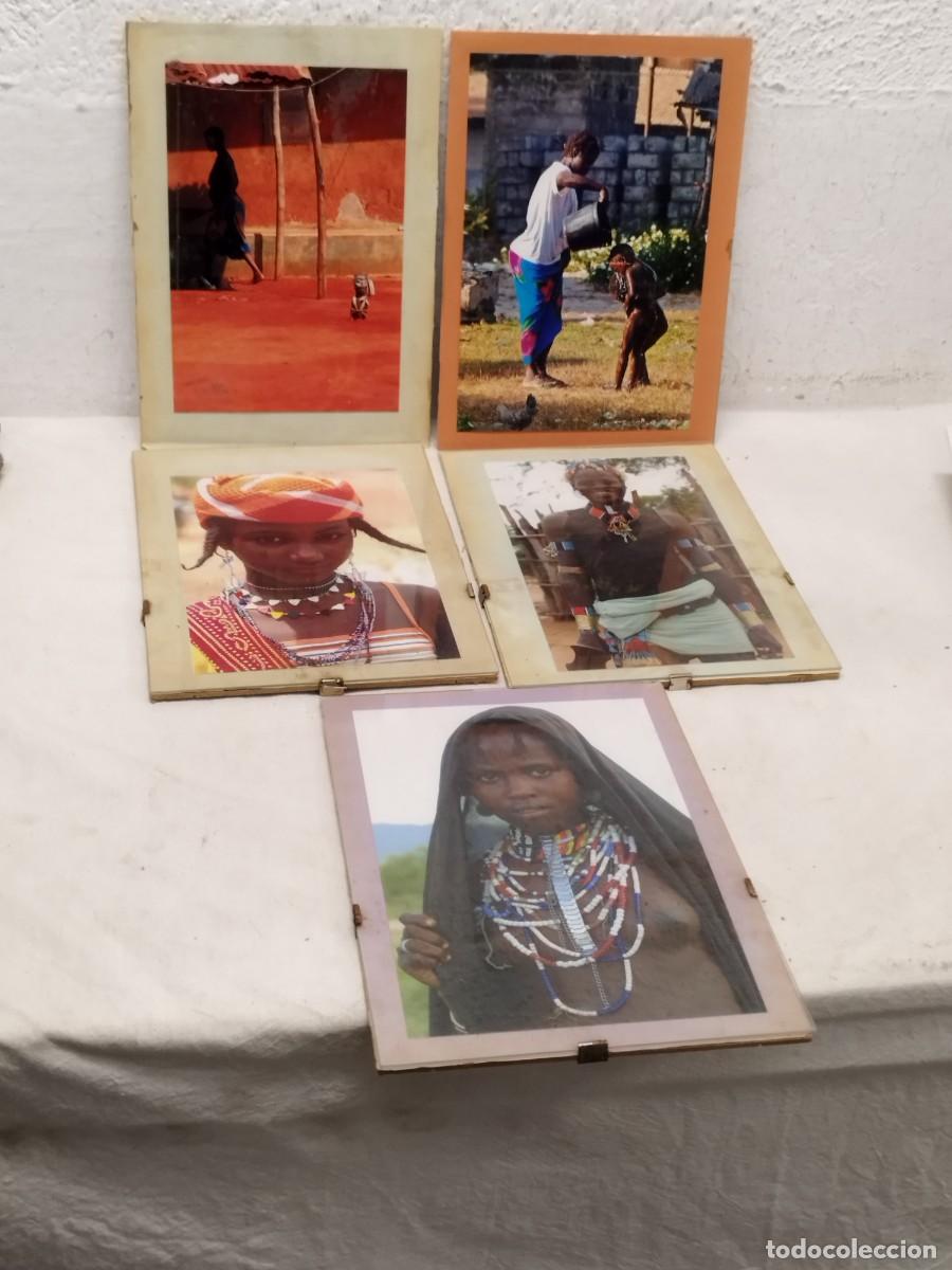 Sammelleidenschaft Andere Papierartikel: Conjunto de 5 fotos originales hechas en &Aacute;frica. De personas de poblados paisajes. Originales.
