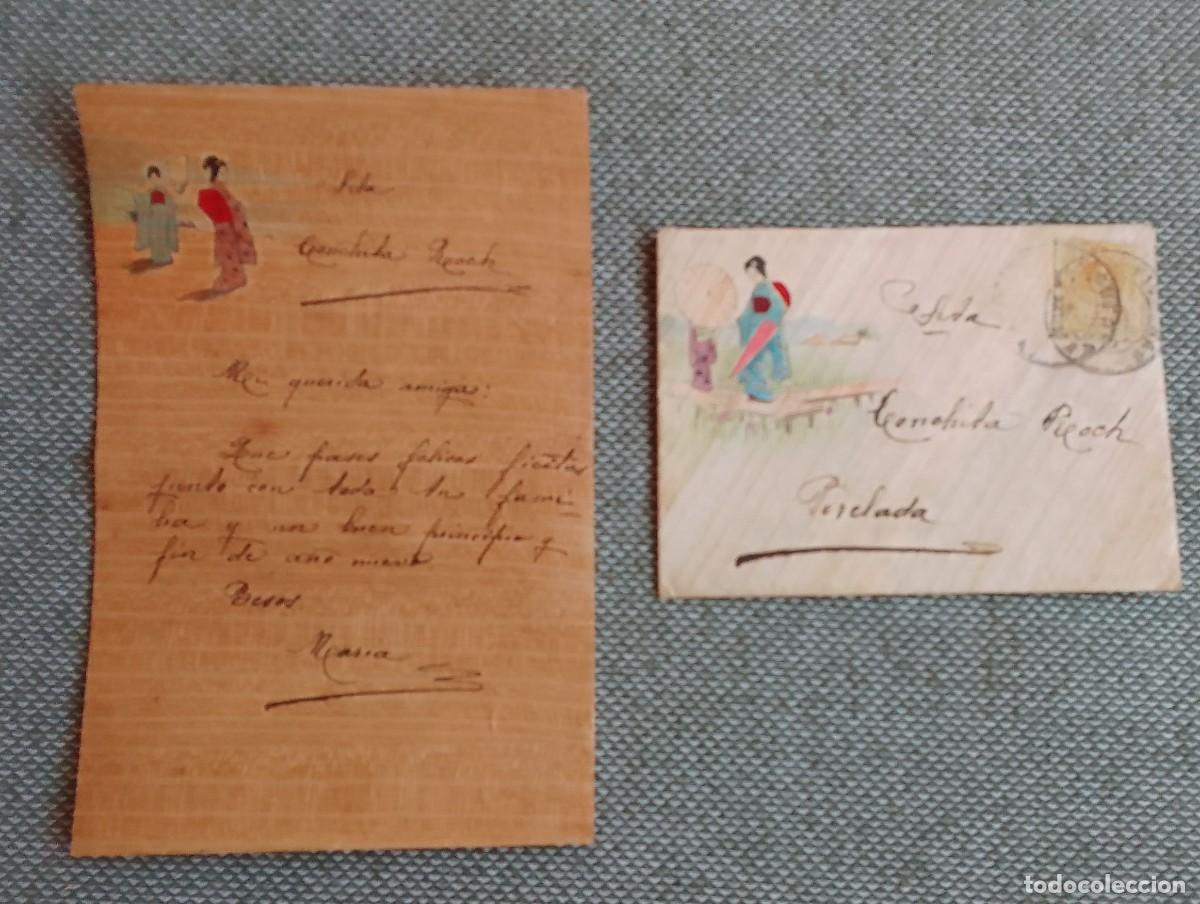 Otros Art&iacute;culos de Coleccionismo en Papel: CARTA Y SOBRE. FIGUERES-PERELADA. PAPEL ESTILO JAPONES.
