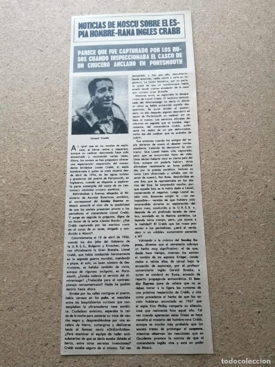 Otros Art&iacute;culos de Coleccionismo en Papel: REPORTAJE. NOTICIAS DESDE MOSCU SOBRE EL ESPIA HOMBRE RANA INGLES, CRABB