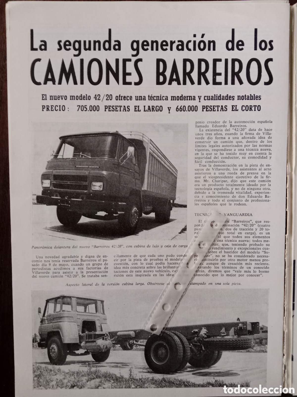 Otros Art&iacute;culos de Coleccionismo en Papel: Reportaje cami&oacute;n Barreiros de 1969