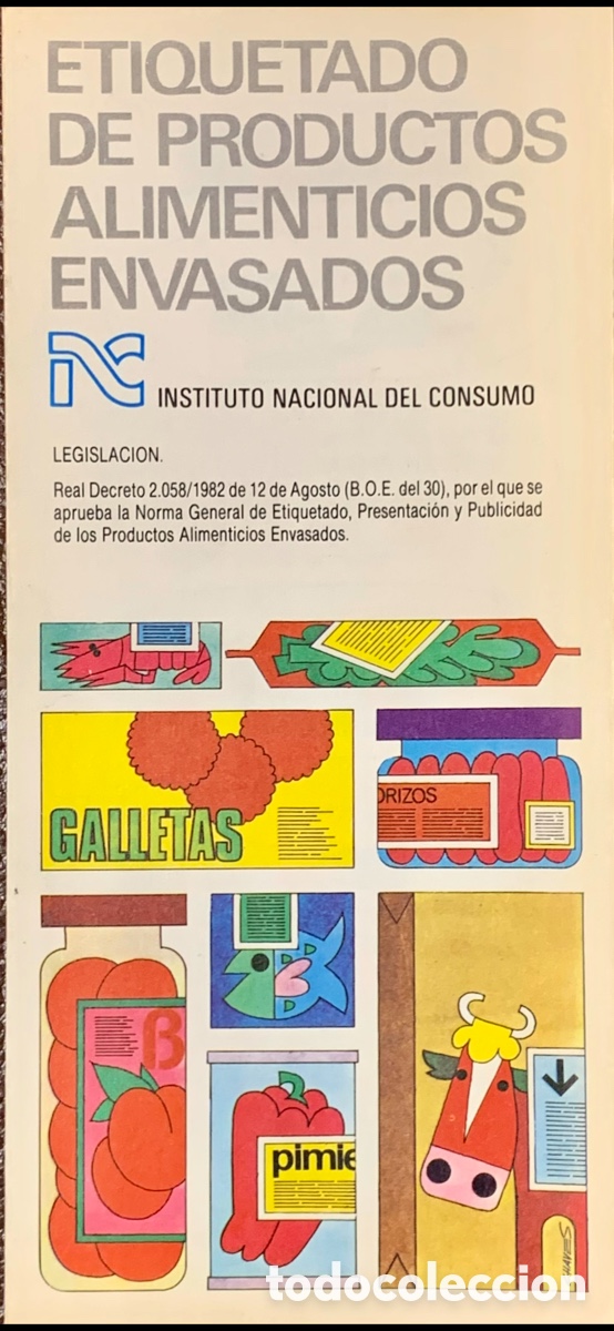 Otros Art&iacute;culos de Coleccionismo en Papel: Folleto. Etiquetado de Productos Alimenticios Envasados. Instituto Nacional de Consumo. 1984.
