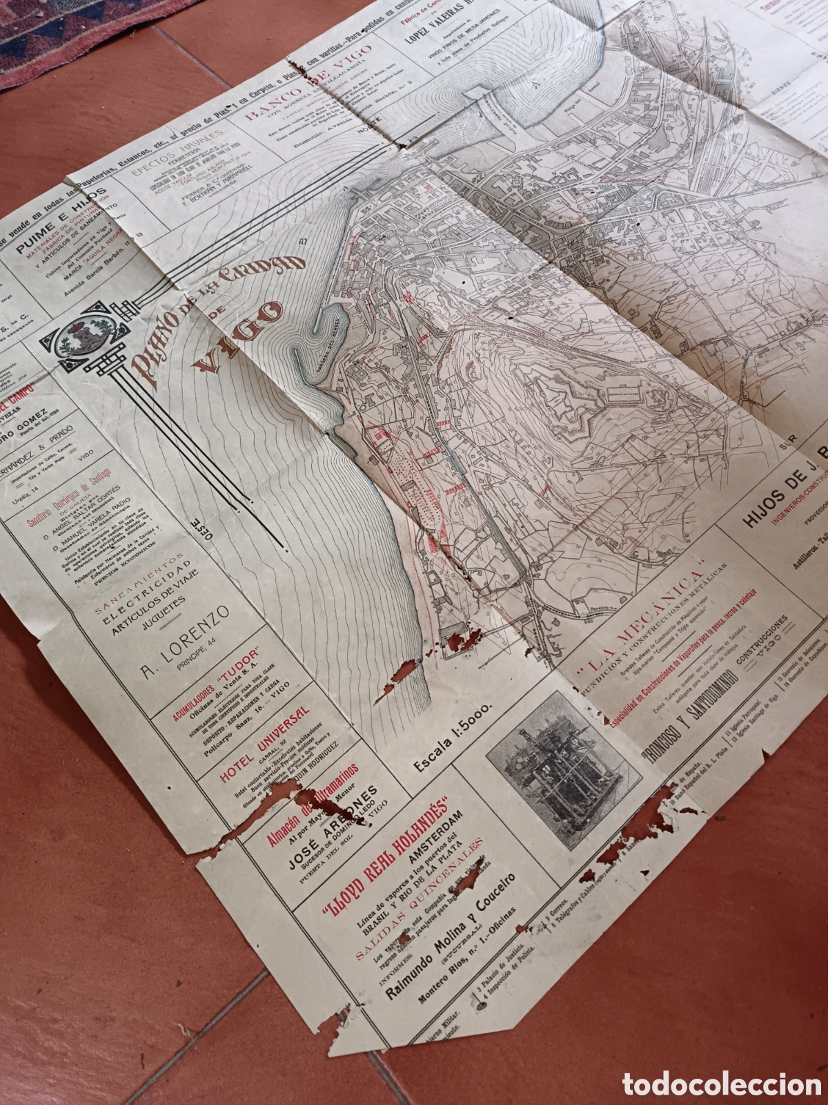 Otros Art&iacute;culos de Coleccionismo en Papel: plano de la ciudad de Vigo, 1916, escala 1:5000