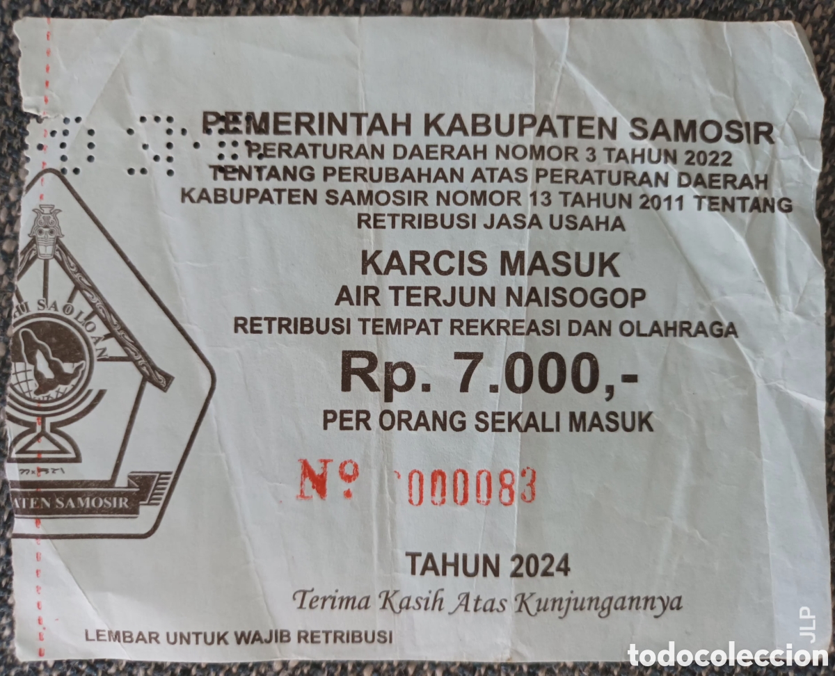 Otros Art&iacute;culos de Coleccionismo en Papel: ENTRADA ZONA ECOLOGICA EN SAMOSIR