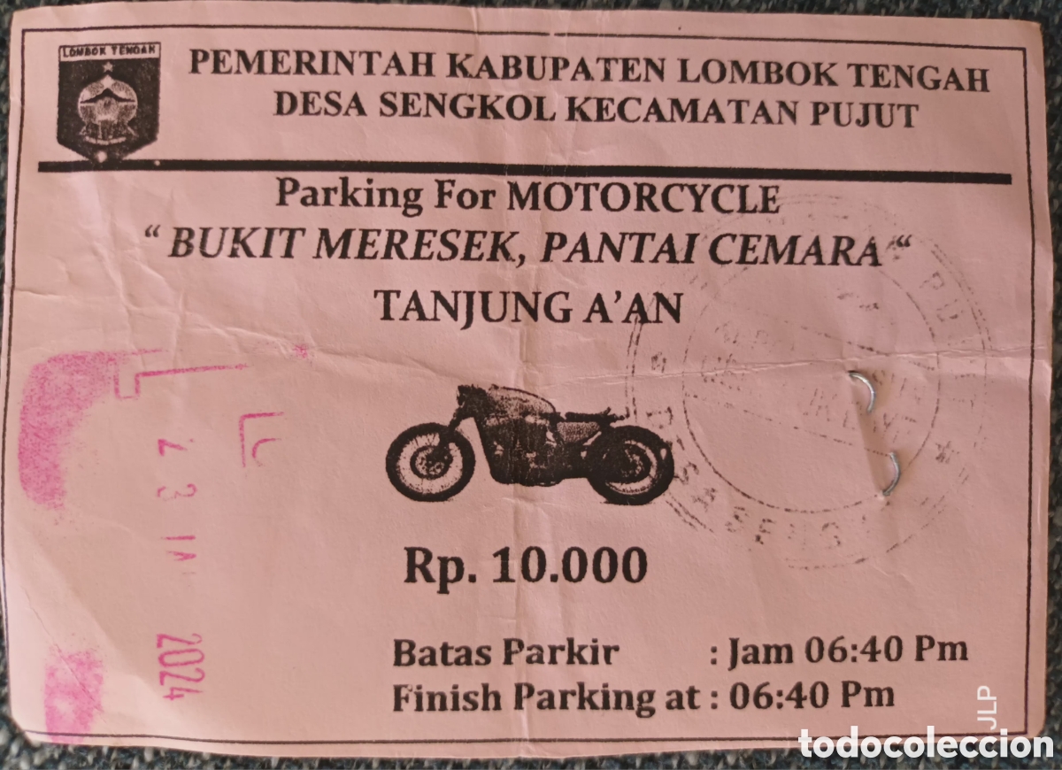 Collectionnisme Papier divers: TICKET APARCAMIENTO DE MOTOS