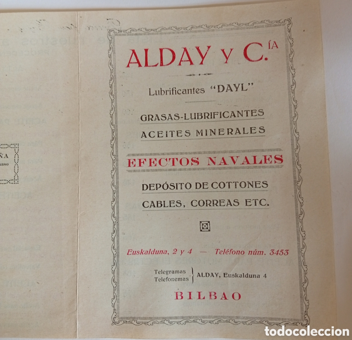 Otros Art&iacute;culos de Coleccionismo en Papel: Alday y compa&ntilde;&iacute;a Bilbao antigua lista de precios