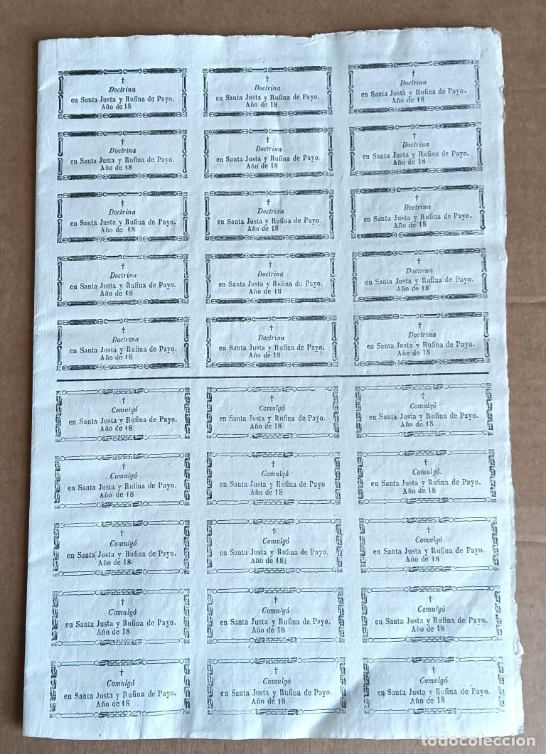 Otros Art&iacute;culos de Coleccionismo en Papel: Papeletas de comuni&oacute;n Doctrina de Santa Justa y Rufina de Payo A&ntilde;o 18 Iglesia Alar del Rey Palencia