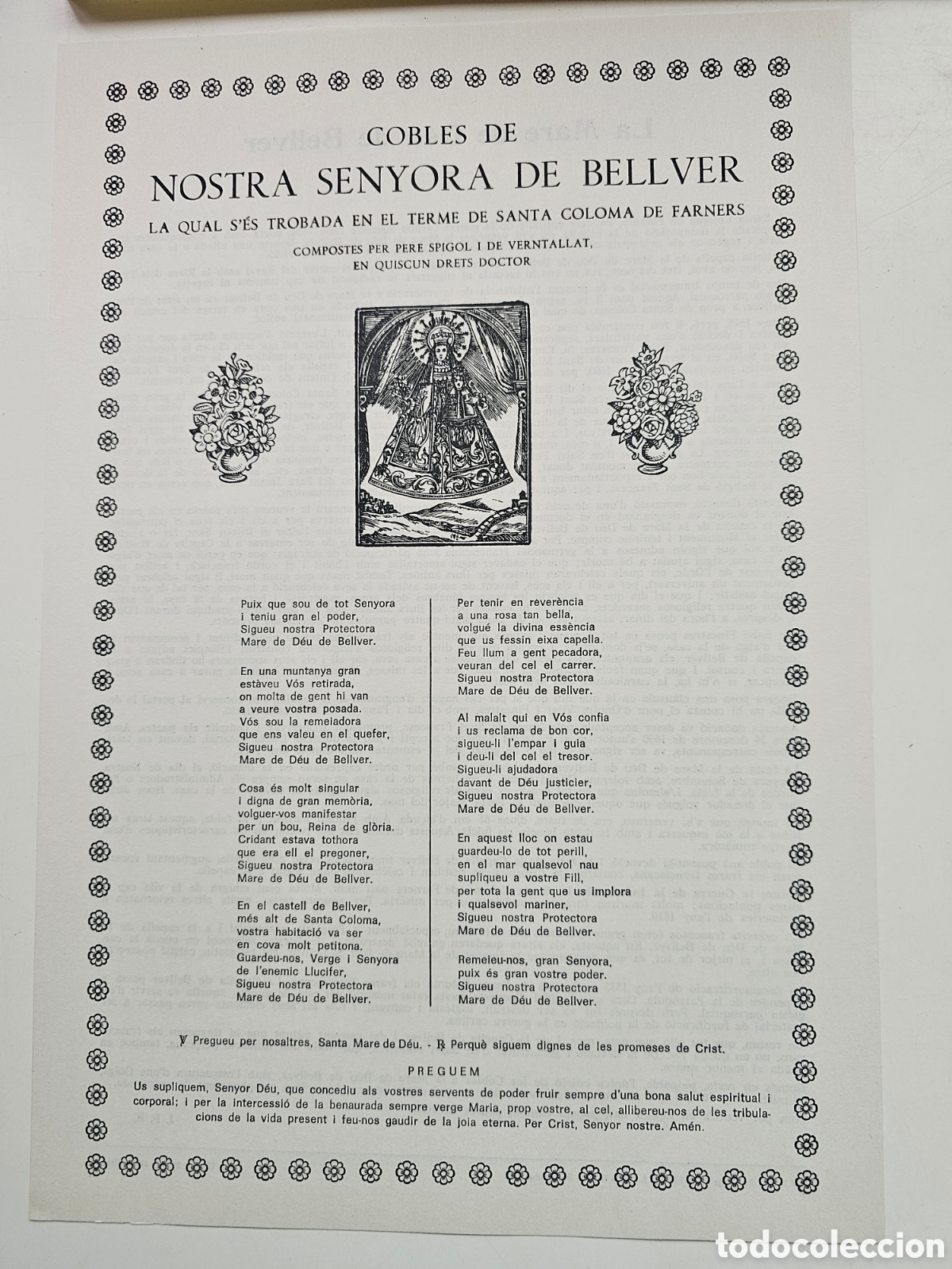 Otros Art&iacute;culos de Coleccionismo en Papel: Goigs Gozos a Nostra Senyora de Bellver a Santa Coloma de farners 1973