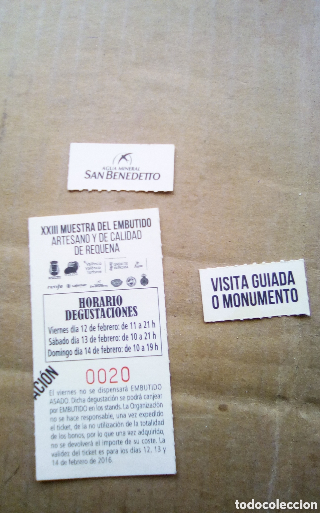 Otros Art&iacute;culos de Coleccionismo en Papel: Ticket XXIII Muestra de Embutido. Feria del embutido artesano y de calidad. Requena.