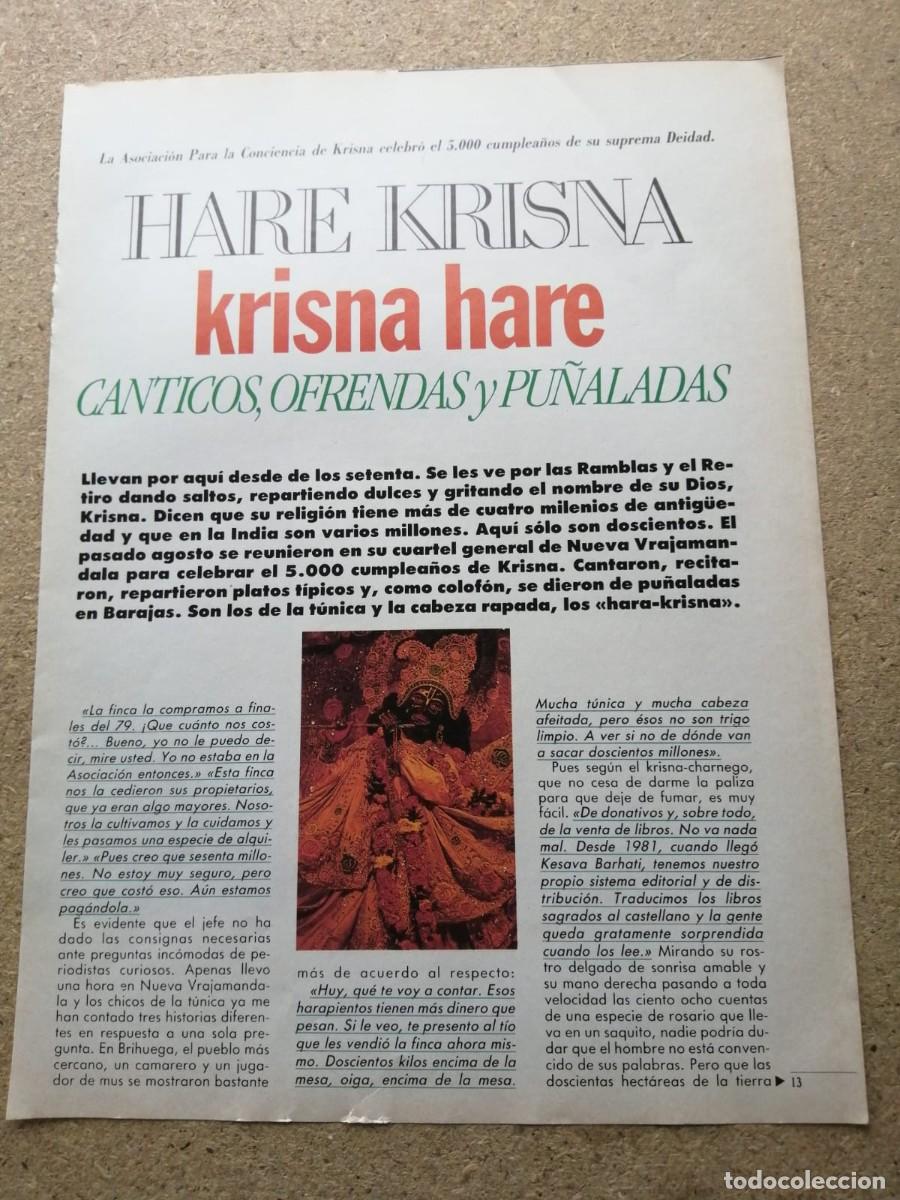 Outros artigos de papel: REPORTAJE. HARE KRISNA, CANTICOS, OFRENDAS Y PU&Ntilde;ALADAS