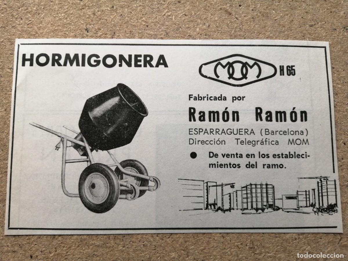 Otros Art&iacute;culos de Coleccionismo en Papel: ANUNCIO. HORMIGONERA MOM. RAMON RAMON (ESPARRAGUERA, BARCELONA)