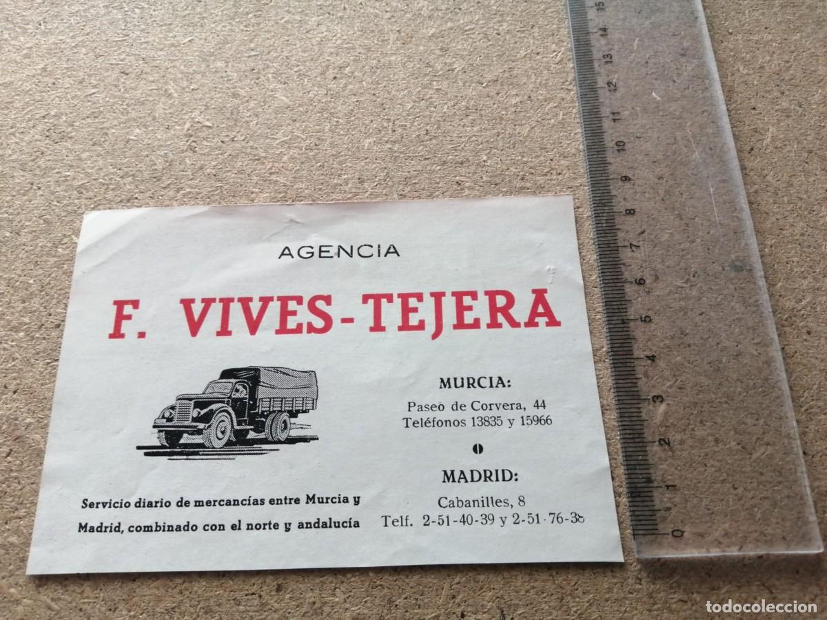 Otros Art&iacute;culos de Coleccionismo en Papel: ANUNCIO. AGENCIA TRANSPORTES F. VIVES TEJERA (MURCIA - MADRID)