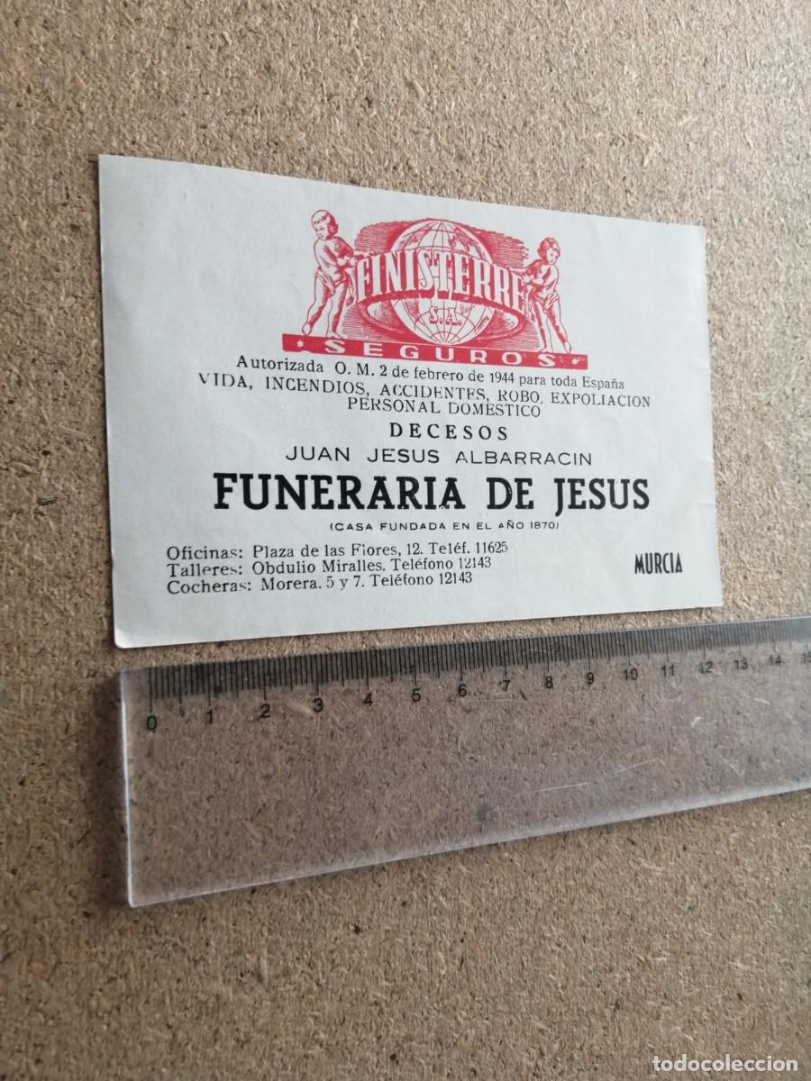 Otros Art&iacute;culos de Coleccionismo en Papel: ANUNCIO. FINISTERRE SEGUROS - FUNERARIA DE JESUS (MURCIA)