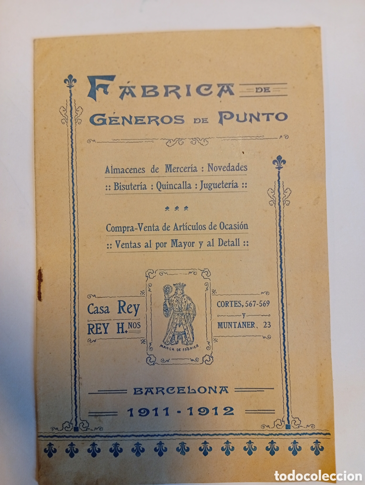 Otros Art&iacute;culos de Coleccionismo en Papel: Casa Rey Hermanos Barcelona a&ntilde;o 1911-1912 fabrica de g&eacute;neros de punto lista nota de precios