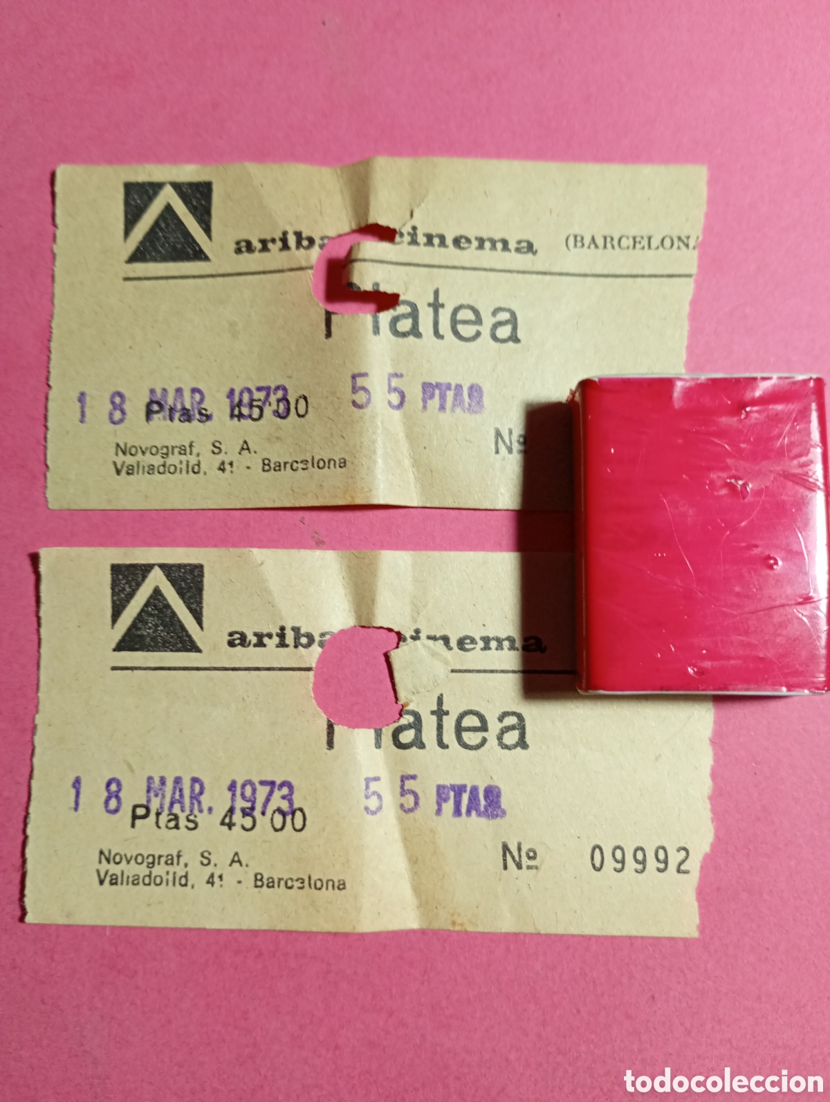 Otros Art&iacute;culos de Coleccionismo en Papel: BARCELONA 2 ENTRADAS CORRELATIVAS PLATEA 18/3/1973 ''ARIBAU CINEMA''