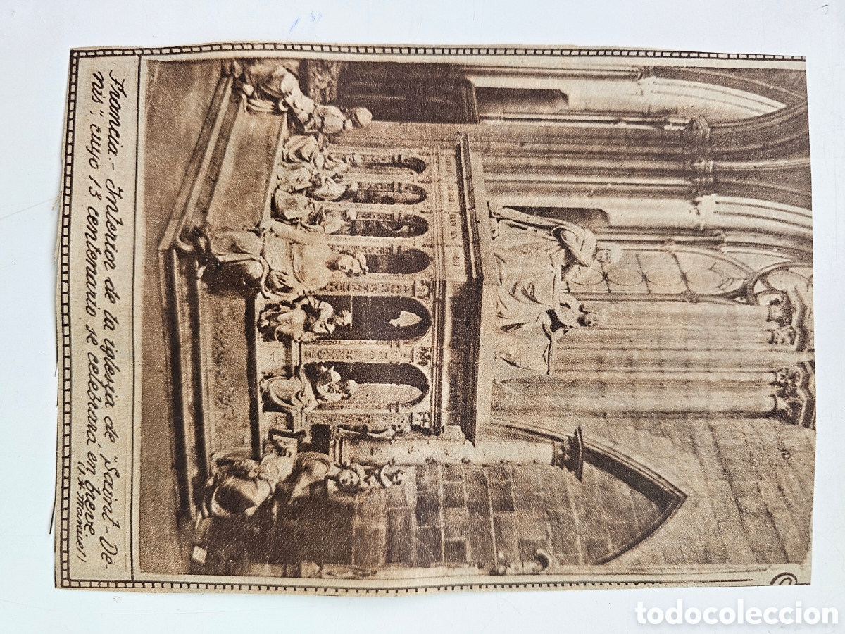 Otros Art&iacute;culos de Coleccionismo en Papel: Recorte de peri&oacute;dico Francia interior de la Iglesia de Saint Denis 1920s 1940s