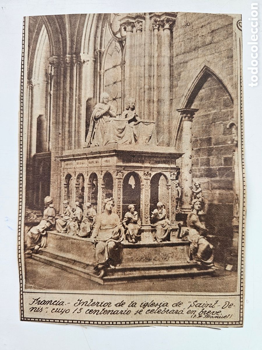 Otros Art&iacute;culos de Coleccionismo en Papel: Recorte de peri&oacute;dico Francia interior de la Iglesia de Saint Denis 1920s 1940s