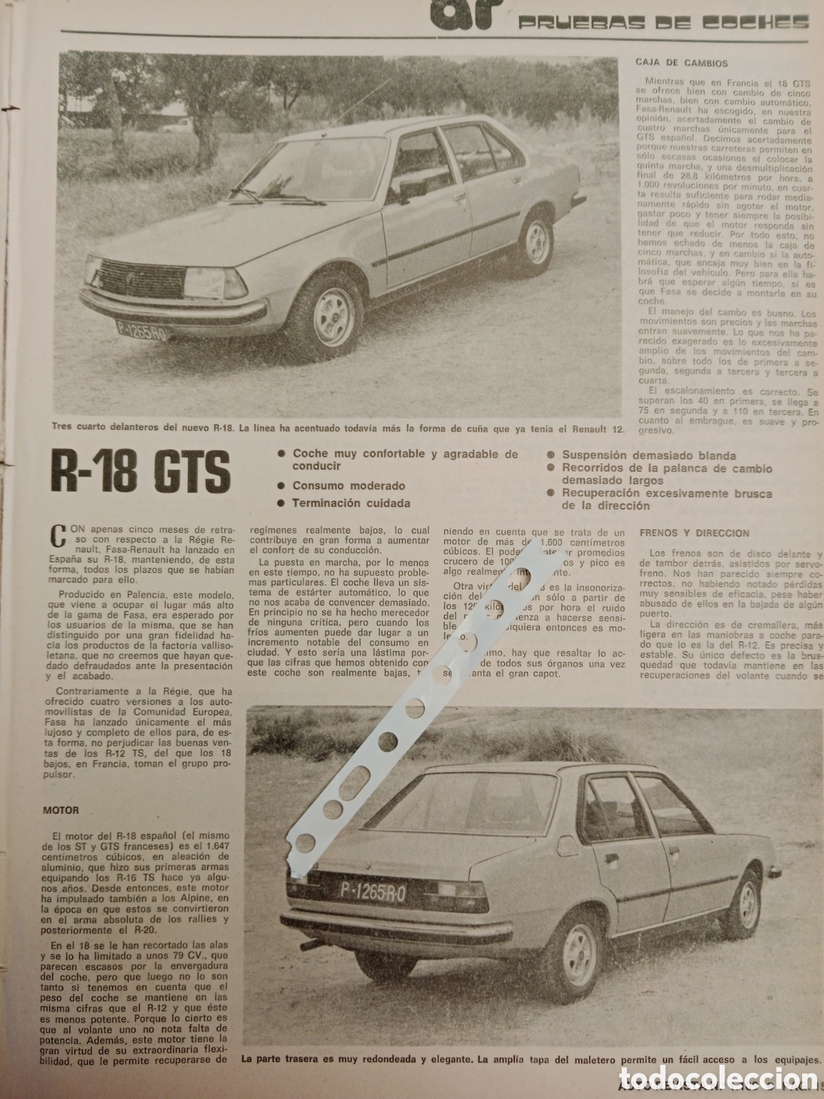Otros Art&iacute;culos de Coleccionismo en Papel: Reportaje autom&oacute;vil Renault 18 de 1978