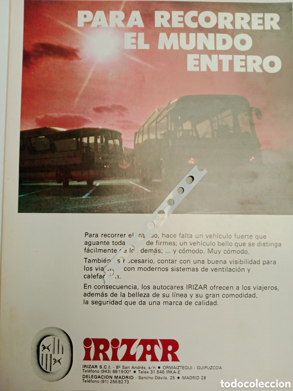 Otros Art&iacute;culos de Coleccionismo en Papel: Publicidad carrocer&iacute;as autob&uacute;s irizar de 1978