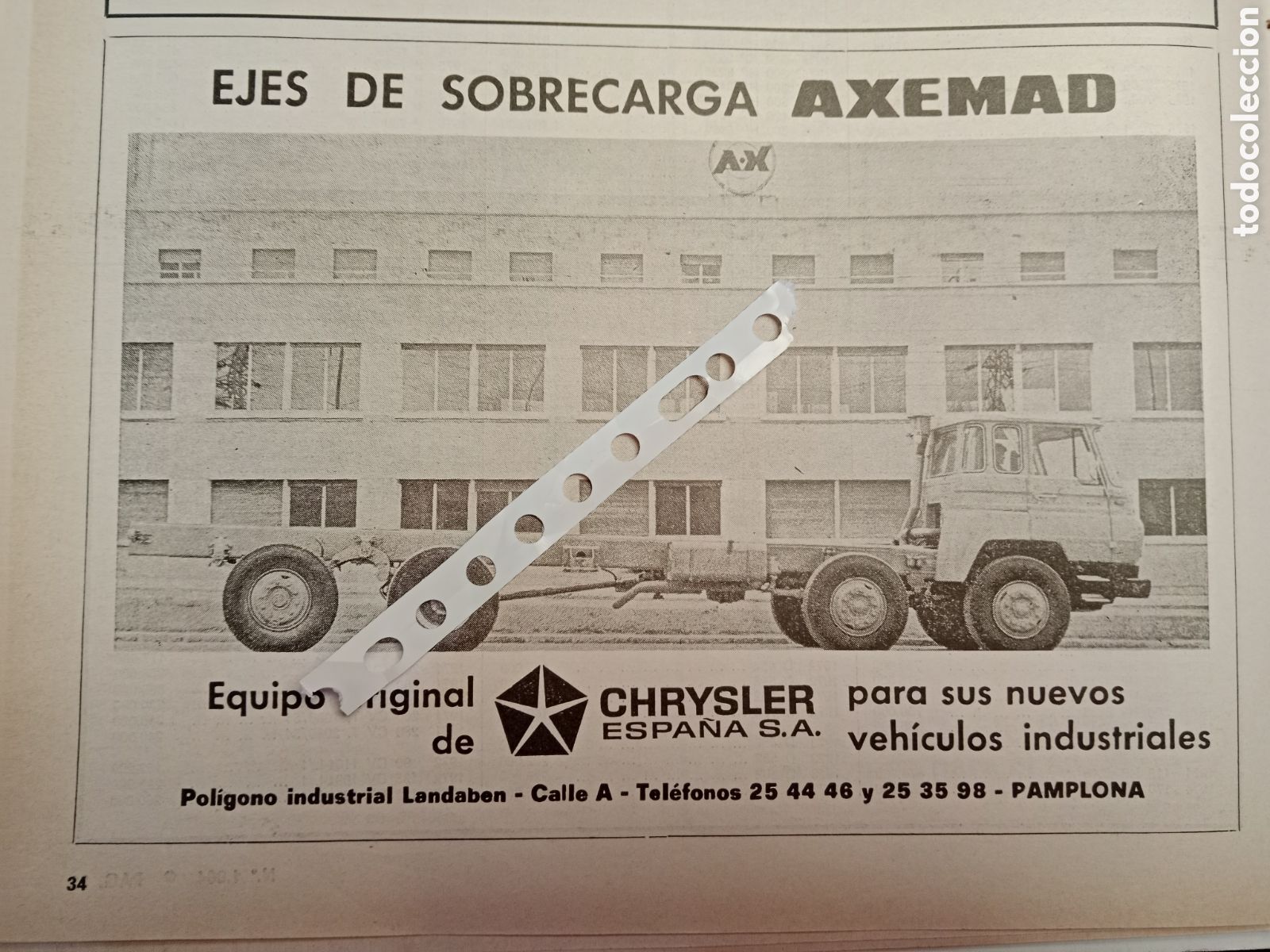 Otros Art&iacute;culos de Coleccionismo en Papel: Publicidad ejes sobrecarga Axemad de 1977 cami&oacute;n Chrysler Dodge
