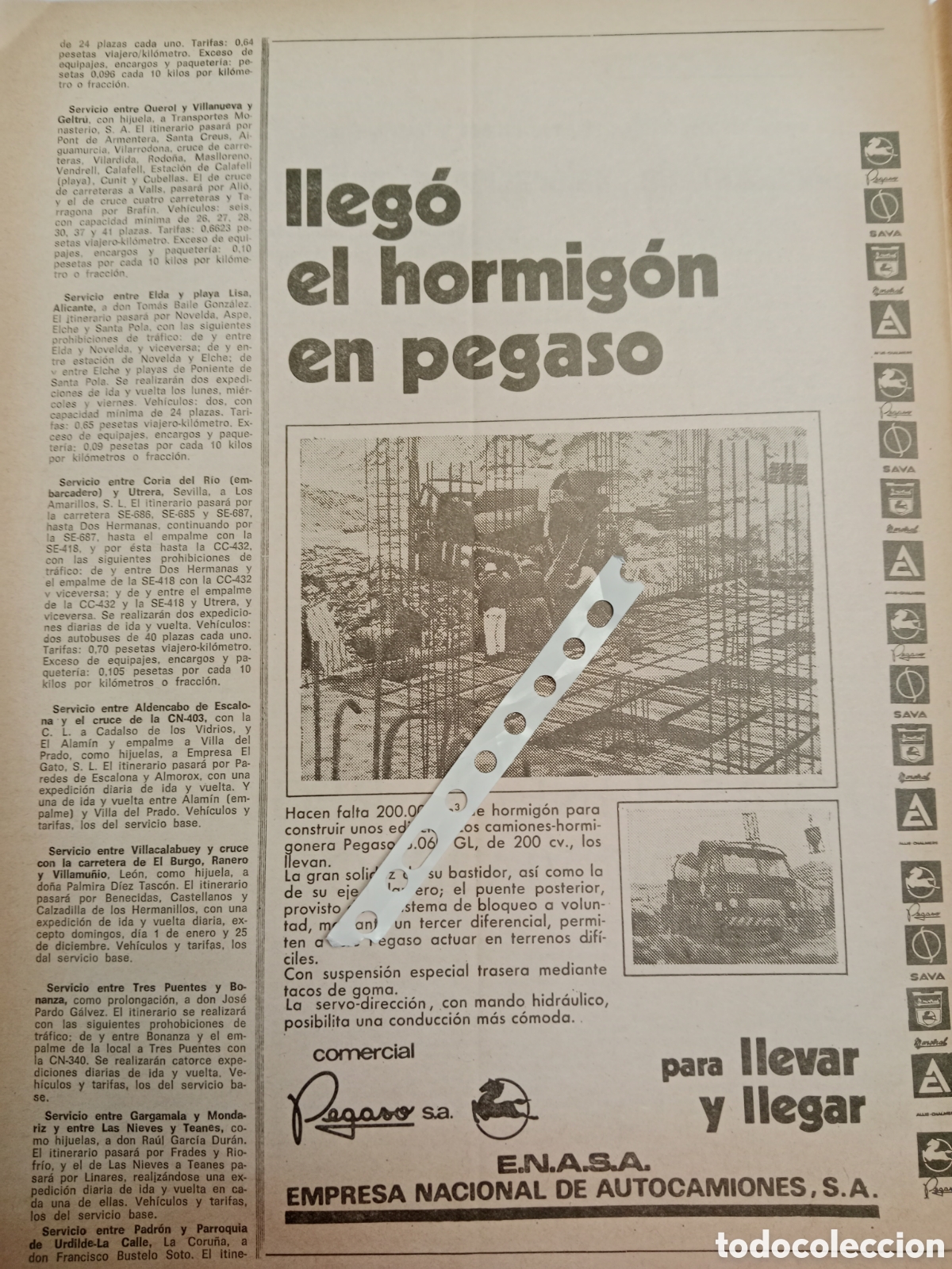 Otros Art&iacute;culos de Coleccionismo en Papel: Publicidad cami&oacute;n Pegaso 3060 GL de 1972