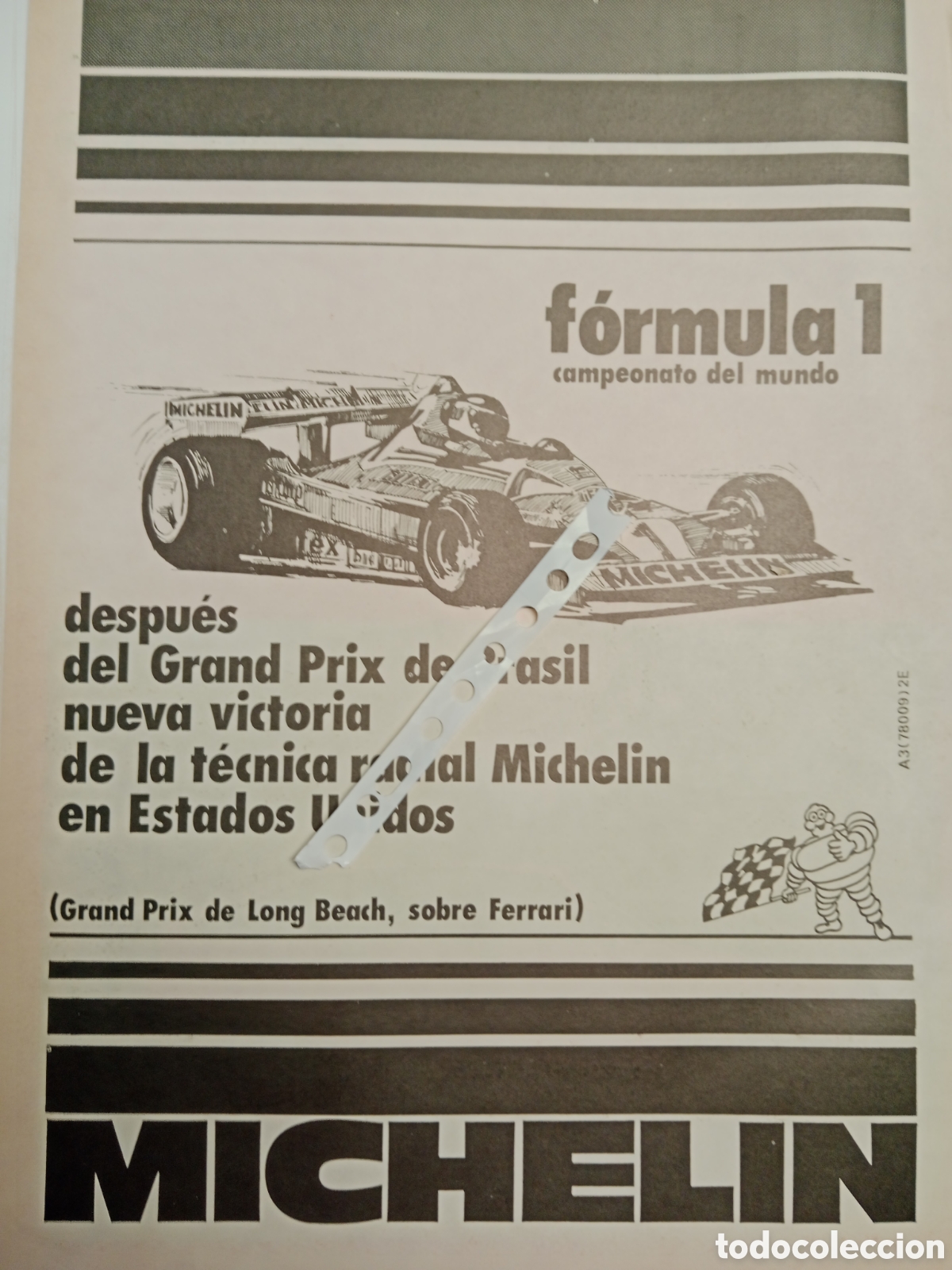 Otros Art&iacute;culos de Coleccionismo en Papel: Publicidad neum&aacute;ticos Michelin autom&oacute;vil formula 1 de 1978