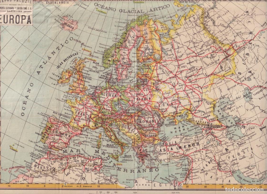 Otros Art&iacute;culos de Coleccionismo en Papel: Mapas paluzie. Europa. Editados por imprenta elzeviriana y librer&iacute;a Cam&iacute; (34,5x25) primera mitad sig