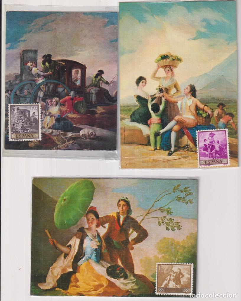 Otros Art&iacute;culos de Coleccionismo en Papel: 3 postales de Goya: El cacharrero, la vendimia y el quitasol. Todas con su sello sin matar