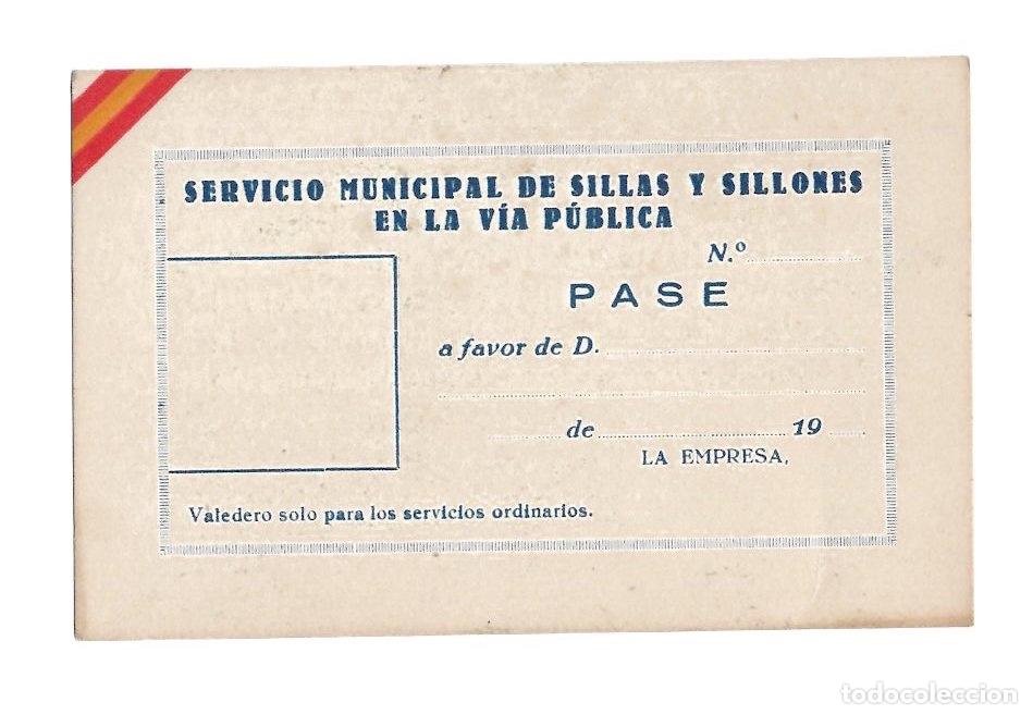 Otros Art&iacute;culos de Coleccionismo en Papel: VALE SERVICIO MUNICIPAL DE SILLAS Y SILLONES EN LA VIA PUBLICA. C.1930