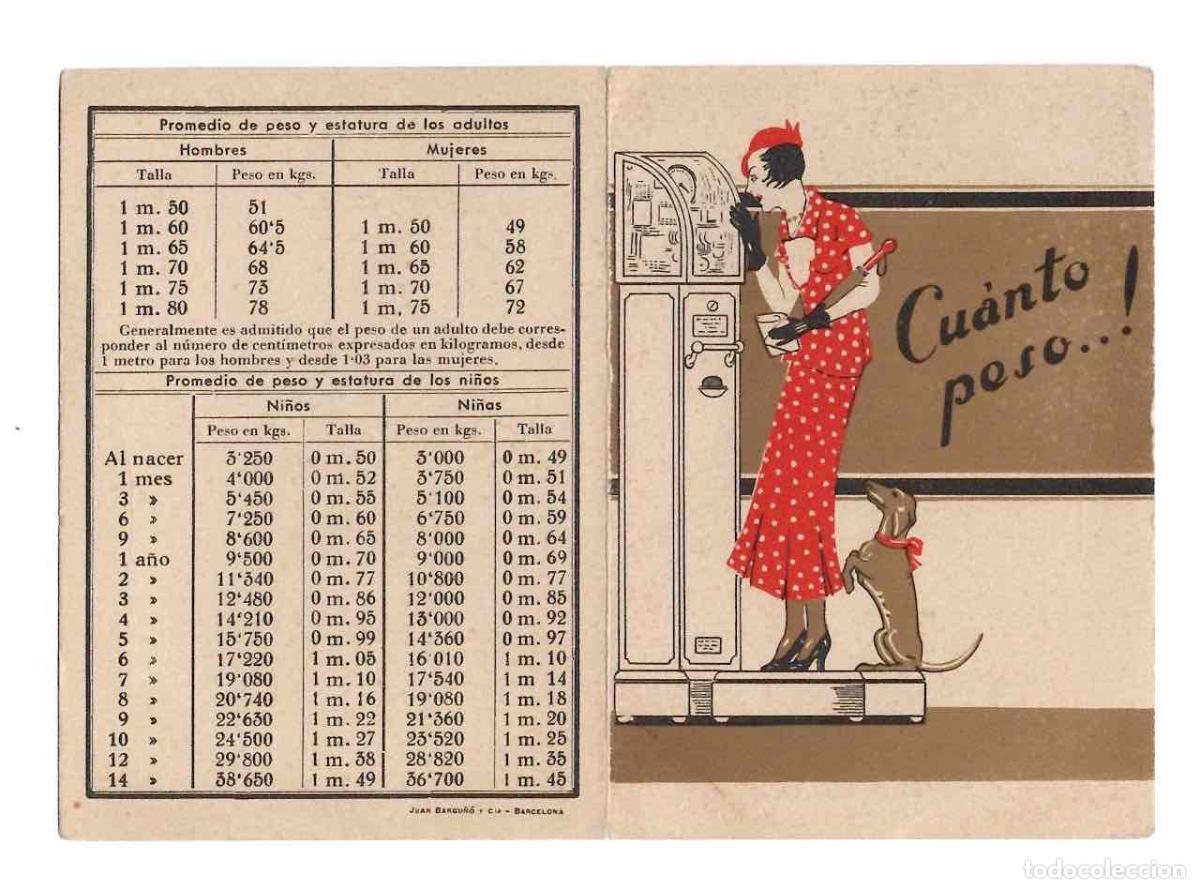 Otros Art&iacute;culos de Coleccionismo en Papel: TABLA DE PESO PUBLICIDAD ASPIRINA DE BAYER. C.1940