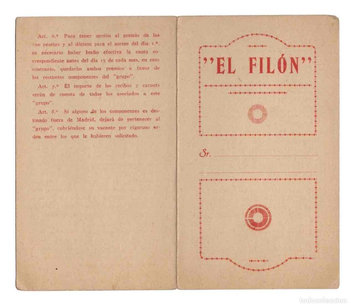 Otros Art&iacute;culos de Coleccionismo en Papel: REGLAMENTO DE ASOCIACION DE JUGADORES DE LOTERIA EL FILON. MADRID. C.1930. CURIOSIDAD
