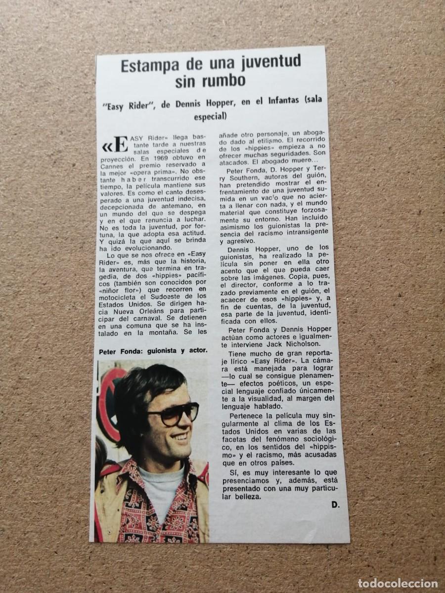 Otros Art&iacute;culos de Coleccionismo en Papel: ARTICULO CRITICA EASY RIDER (DENNIS HOPPER)