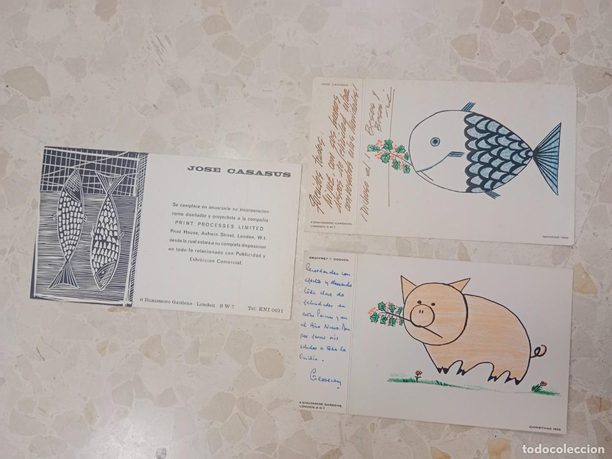 Otros Art&iacute;culos de Coleccionismo en Papel: 3 TARJETONES FELIZ 1958 NAVIDAD - CASA PUPO FINA LONDON AUTOGRAFOS DE JOSE CASASUS Y GEOFFREY DOBSON