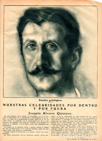 Sammelleidenschaft Andere Papierartikel: LAMINA V52115: Joaquin Alvarez Quintero estudio grafologico por M. Ras
