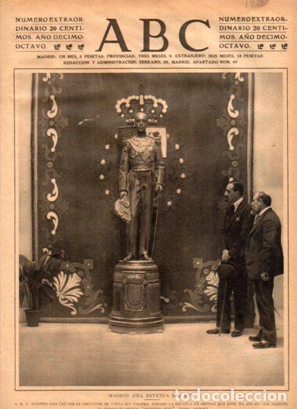 Paper Collecting Others: LAMINA V52119: Estatua de Alfonso XIII en presencia de Coullaut Valera en Madrid portada ABC