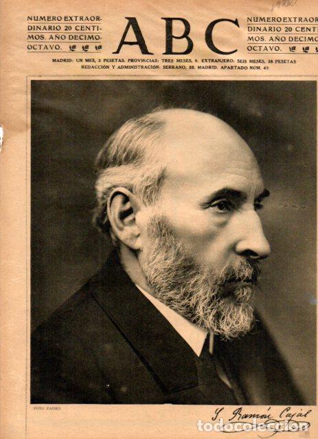 Otros art&iacute;culos de coleccionismo en papel: LAMINA V52273: Santiago Ramon y Cajal fotografiado por Padro, portada ABC
