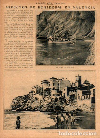 Otros art&iacute;culos de coleccionismo en papel: LAMINA V51989: Vista parcial y pe&ntilde;on del Castillo en Benidorm