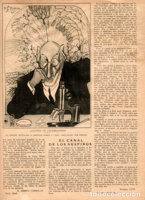 Otros art&iacute;culos de coleccionismo en papel: LAMINA V52274: Santiago Ramon y Cajal caricatura por Fresno