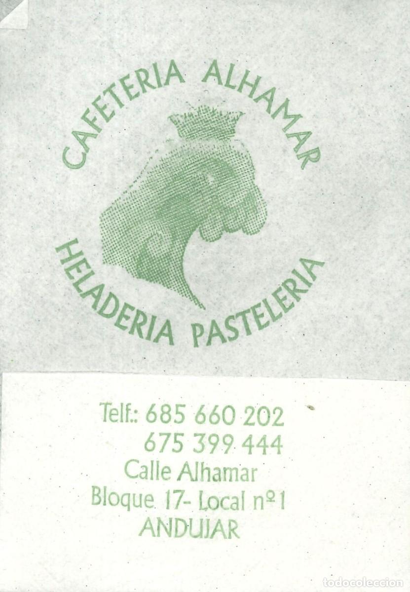 Otros Art&iacute;culos de Coleccionismo en Papel: SERVILLETA PAPEL - CAFETERIA HELADERIA PASTELERIA ALHAMAR - ANDUJAR (JAEN)