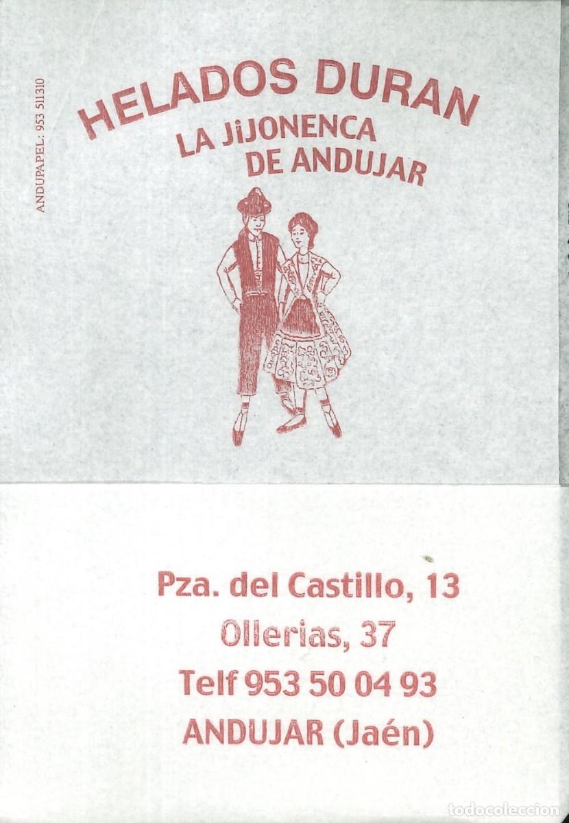 Otros Art&iacute;culos de Coleccionismo en Papel: SERVILLETA PAPEL - HELADOS DURAN - LA JIJONENCA DE ANDUJAR - ANDUJAR (JAEN)